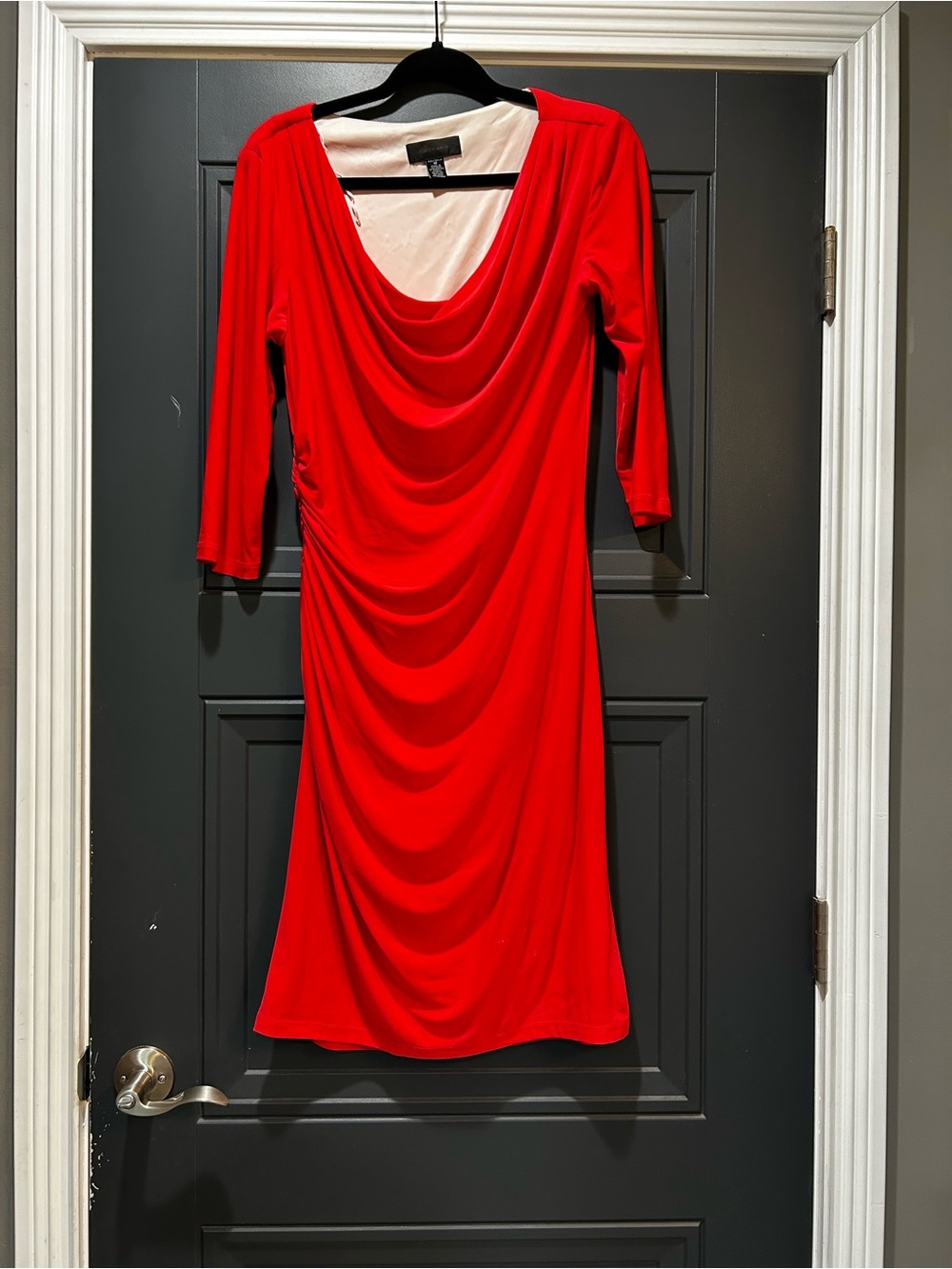 Red/Orange Draped Cowl Neck Dress